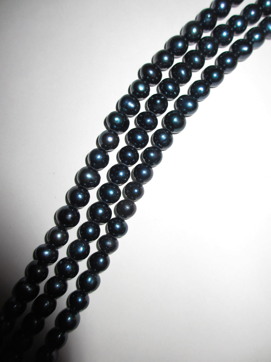 3 ROW BLACK FRESHWATER PEARL CHOKER - Image 3