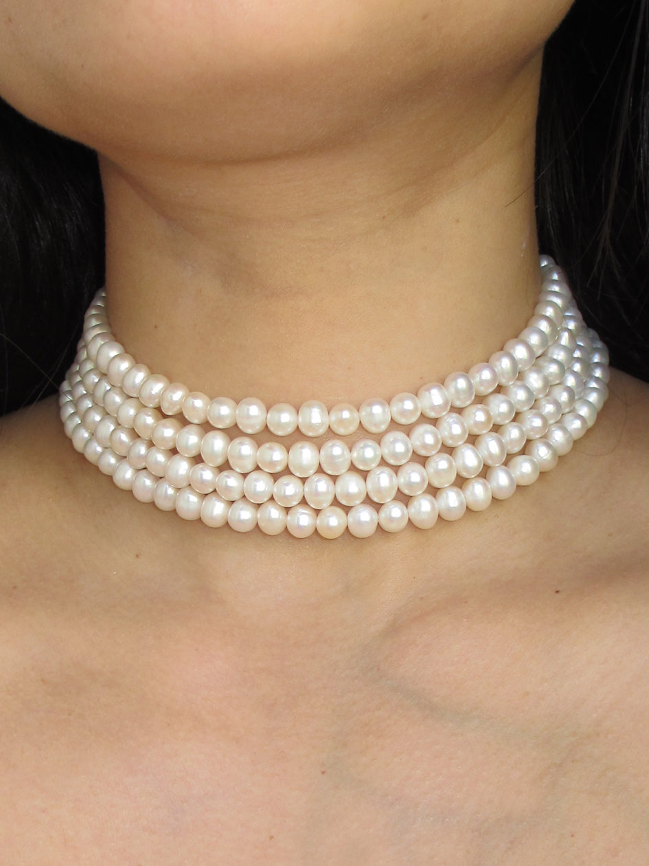 4 ROW FRESHWATER PEARL CHOKER