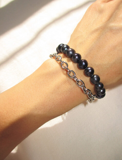 THE BLACK PEARL ROLO CHAIN BRACELET