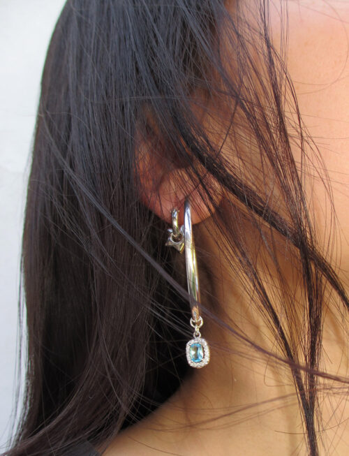 THE XL LIGHT BLUE GEM HOOPS 925 sterling silver