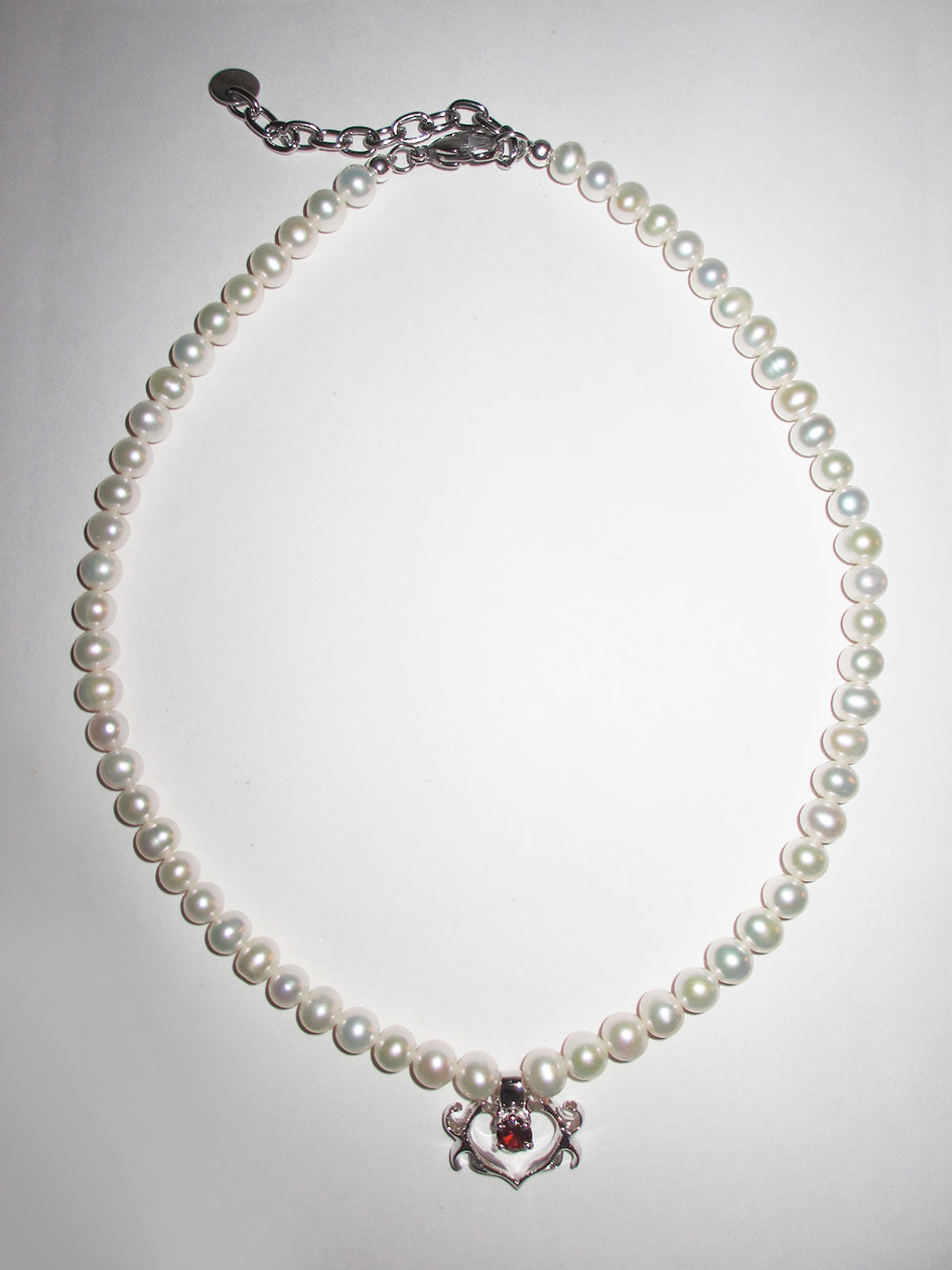 MINI SELMA HEART PEARL CHOKER RED - Image 2