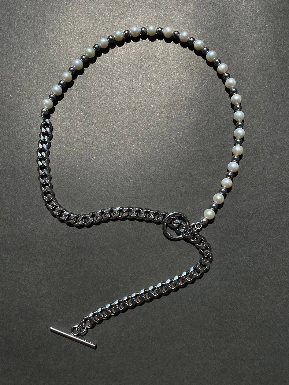 THE HEMATITE PEARL CHAIN NECKLACE - Image 2