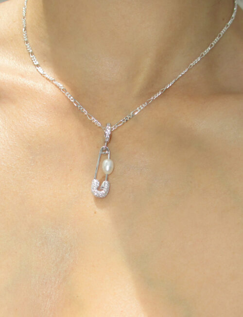 PIN THROUGH MY PEARL FIGARO CHAIN 925 sterling silver
