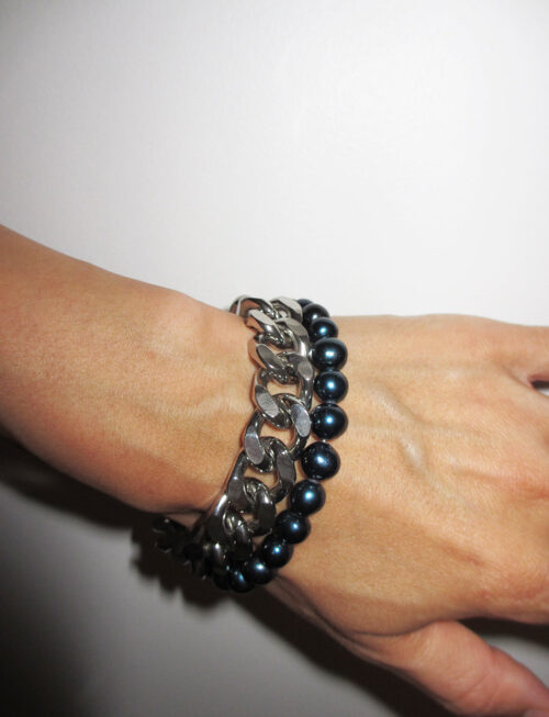 XL CHAIN BLACK PEARL BRACELET