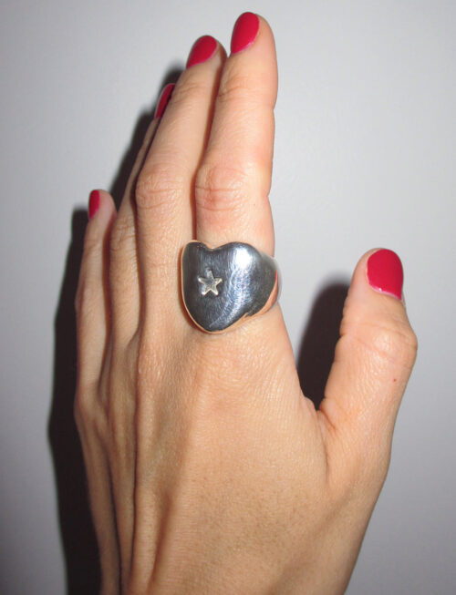 THE XL STAR HEART SIGNET RING 925 sterling silver